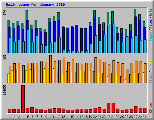 Daily usage for January 2010