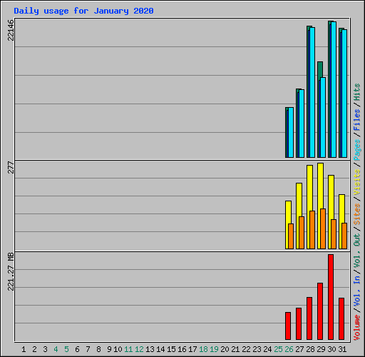 Daily usage for January 2020