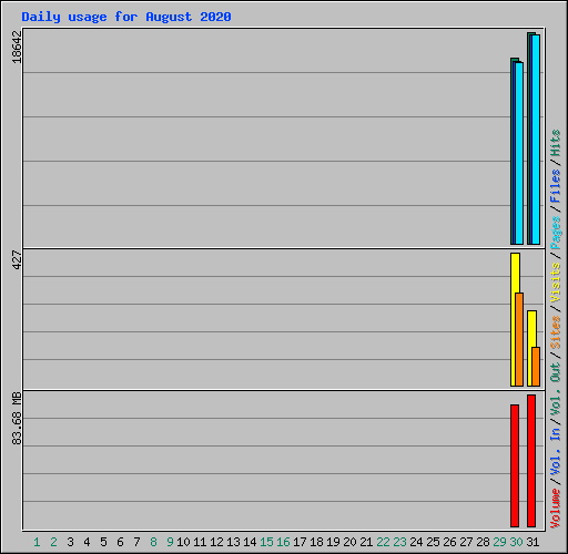 Daily usage for August 2020