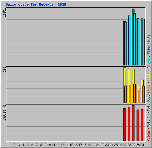 Daily usage for December 2020