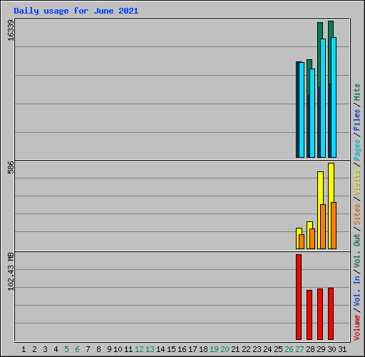 Daily usage for June 2021