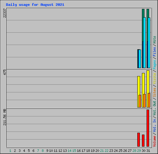 Daily usage for August 2021