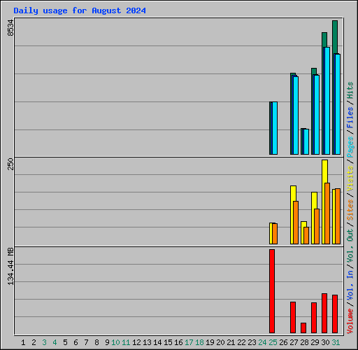 Daily usage for August 2024