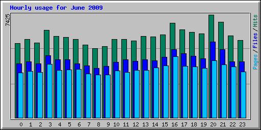 Hourly usage for June 2009